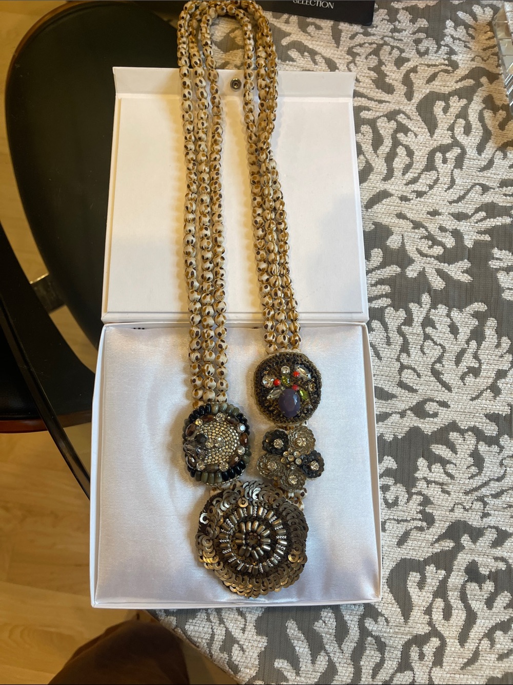 Handcrafted Gold Sequin Statement Necklace